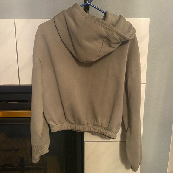 Zara Cropped Army Green Hoodie L - Picture 9 of 9